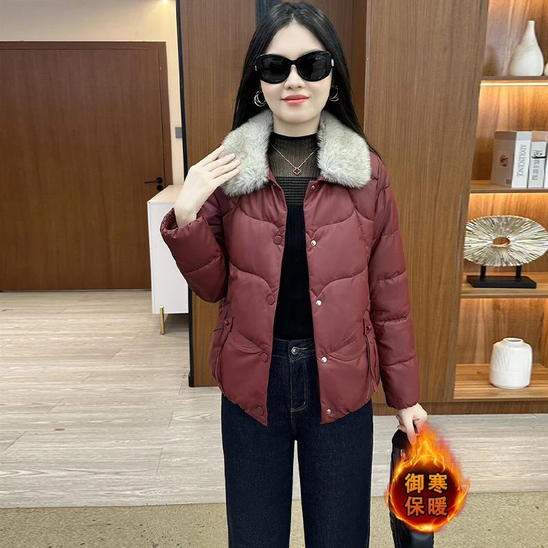 时尚加厚保暖棉服女2025冬季新款洋气百搭大毛领显瘦休闲棉衣外套