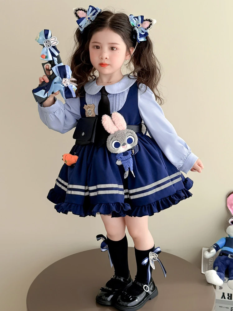 女童夏装连衣裙朱迪兔子警官衣服儿童夏季洛丽塔宝宝薄款公主裙子