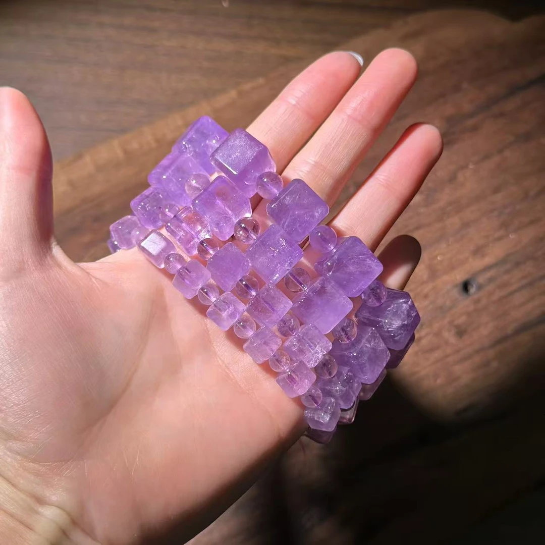 SJ0531 紫色水晶方糖手链 多样性发其一