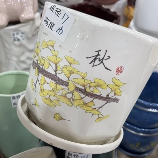 多肉绿植陶瓷花盆9.9包邮，有孔