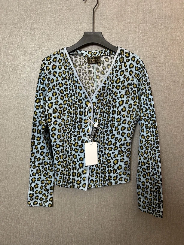 95新 FENDI/芬迪 芬迪豹纹vintage款打底衫