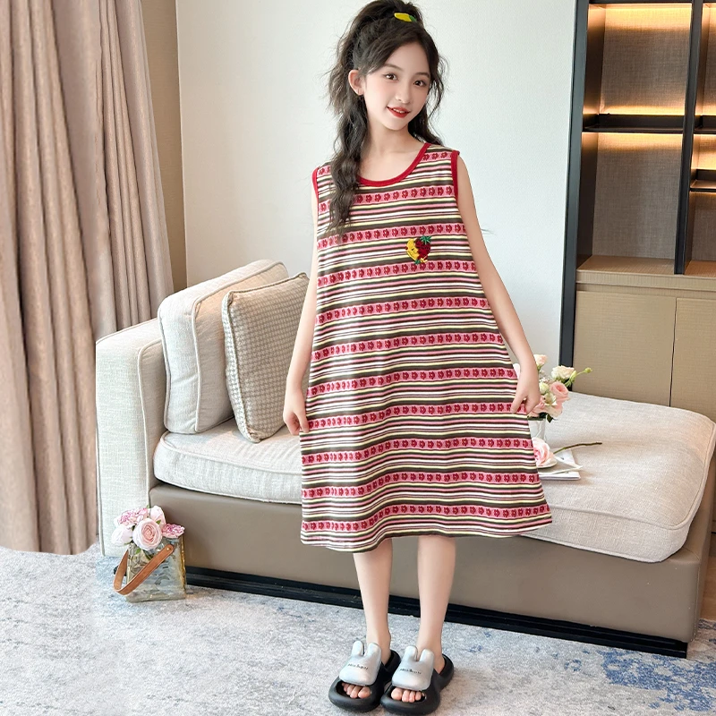 女童睡裙2025夏季薄款儿童睡衣裙公主风中大童女孩夏天莫代尔睡衣