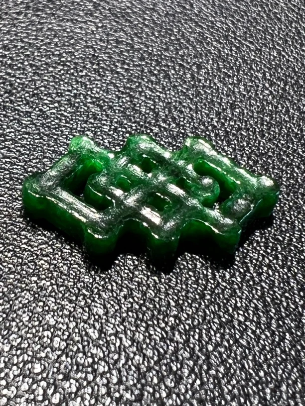 【吉庆】满绿翡翠方盛·吊坠·背云