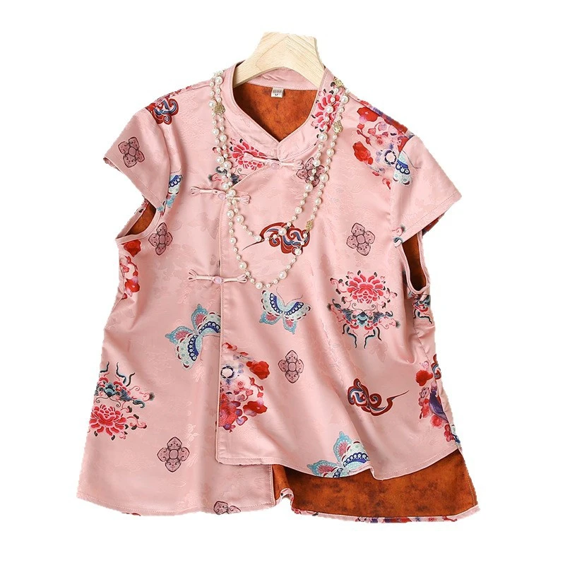 中式上衣女禅意新中式国风背心国风马甲气质提花斜襟新国风上衣