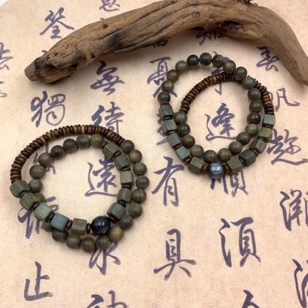 绿檀多圈手串-多样性发一-250525020【尺寸约8mm】