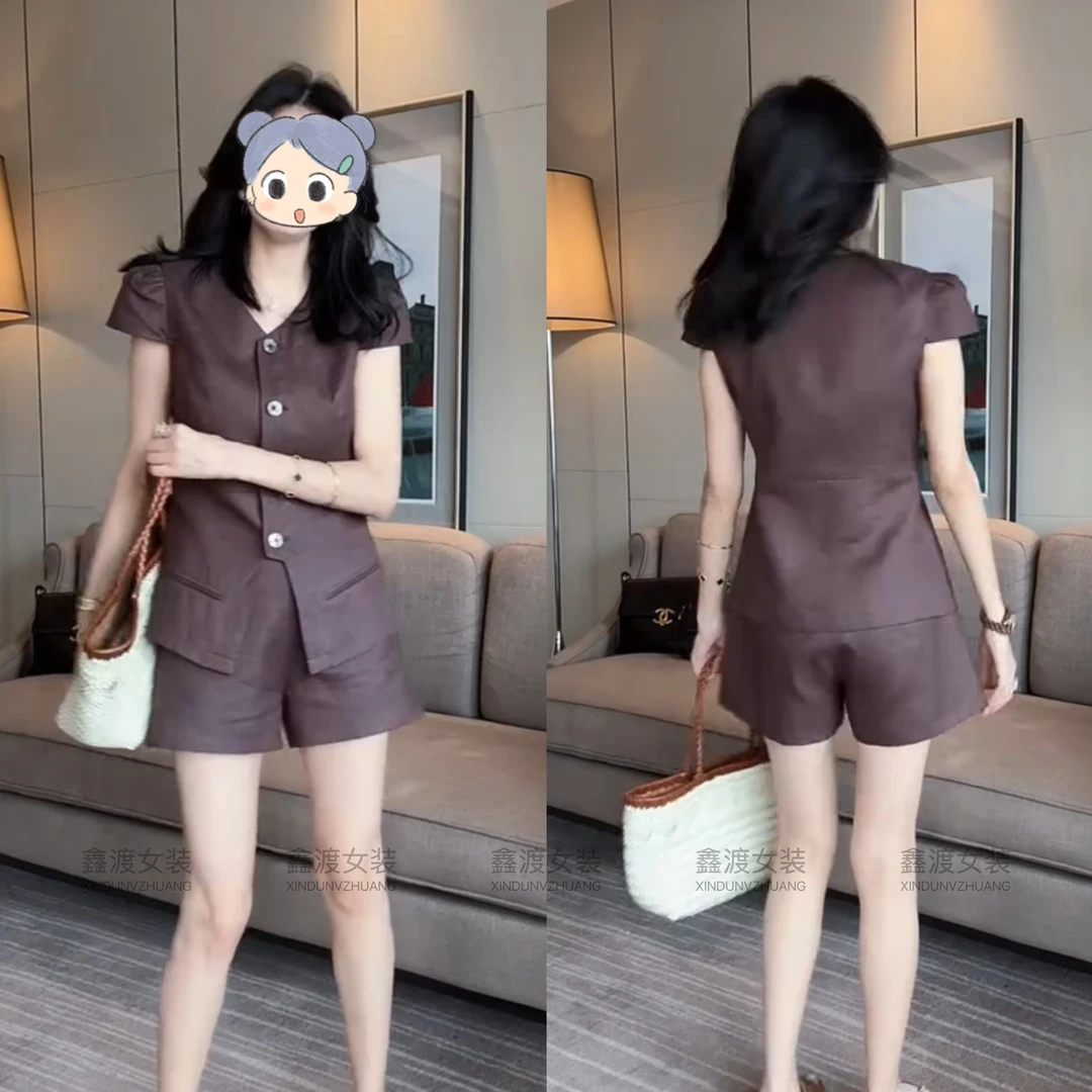 2025夏季新款时尚显瘦气质女士网红洋气两件套百搭款D5651