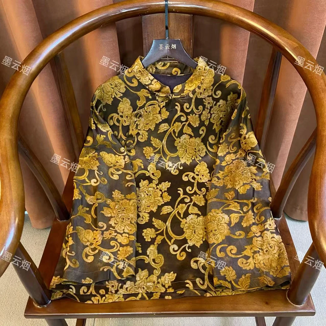 【回眸】新中式时尚女装重工提花太太服四季款外套斜襟立领上衣2686