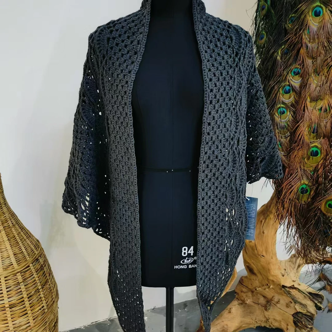 凤徕兮私人定制的深灰色针织毛衣披肩(PJ003)