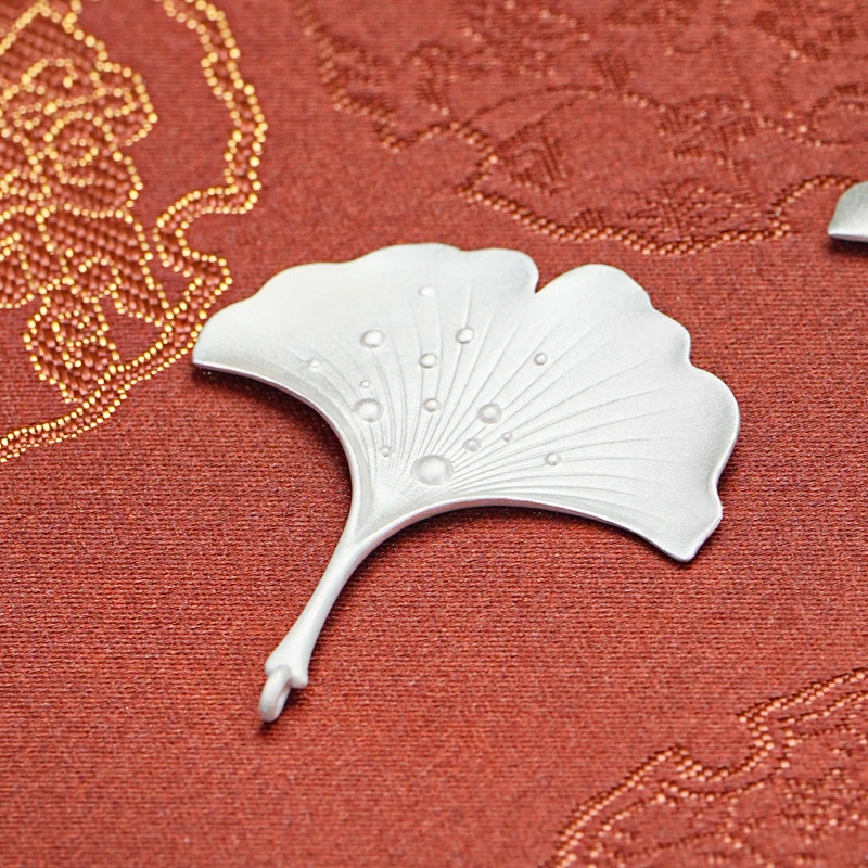 银制品 银杏叶999足银茶宠创意家用茶道茶玩摆件纯银过滤器银礼