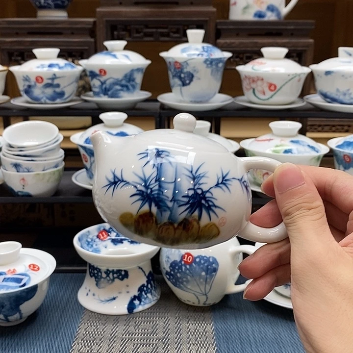 手绘茶壶160竹子釉下彩微瑕福利