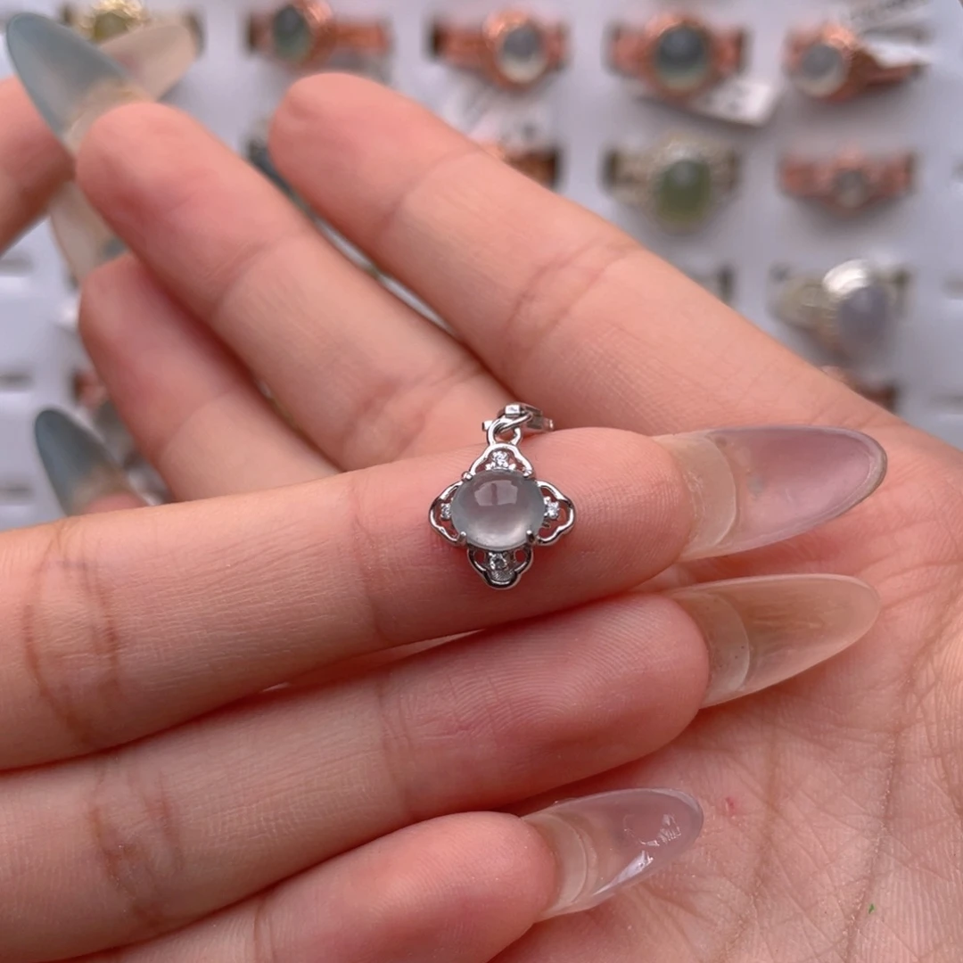 翡翠银S925镶嵌吊坠(不含链)11111