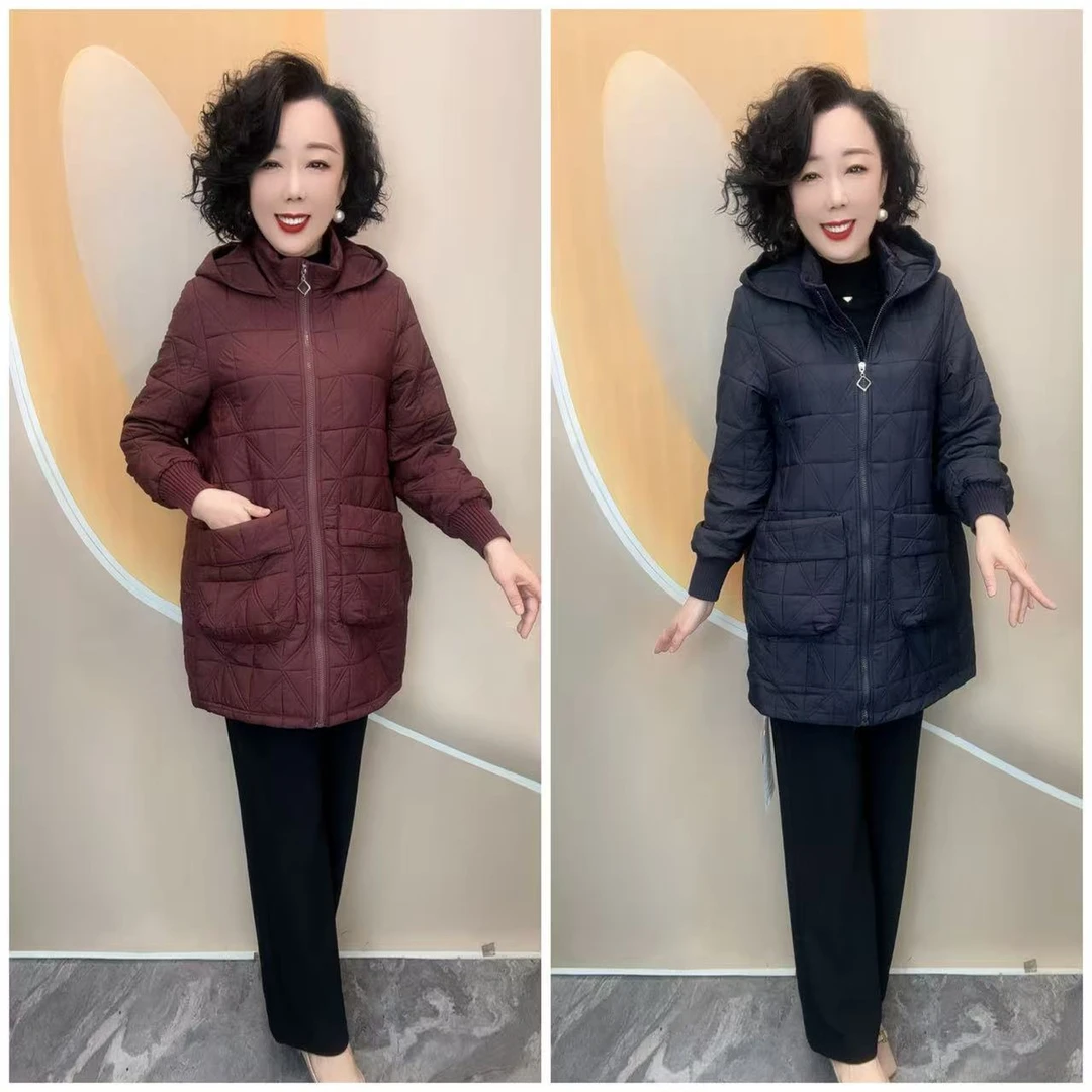 076新款优雅妈妈艺术格二棉服宽松大码休闲保暖，84衣长