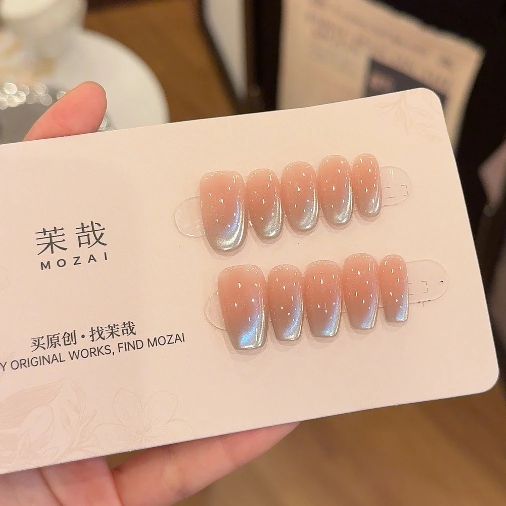 茉哉【蓝月光】纯手工定制美甲拆卸穿戴甲P0001