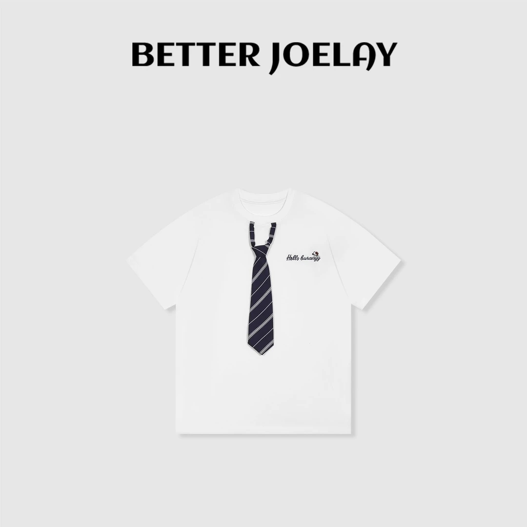 BETTER JOELAY-大版【时尚领带】时尚可爱百搭短袖T恤休闲风GG0228