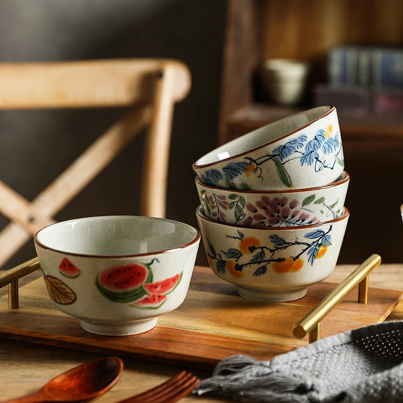 舍里复古饭碗家用陶瓷釉下彩个人专用高颜值小碗好看精致吃米饭碗
