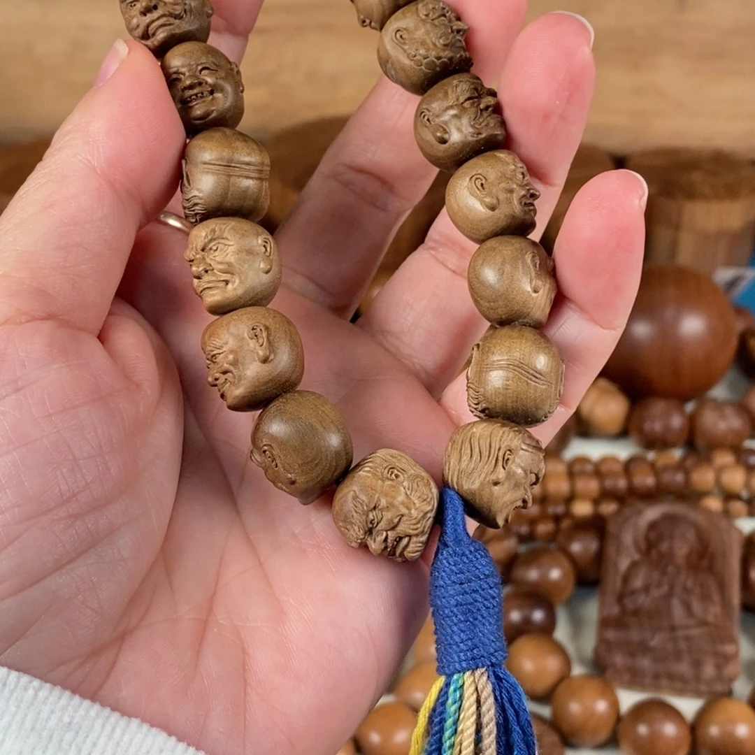 @***锋檀香木手串/手链阴沉老山檀香十八罗汉高货1.5尺寸