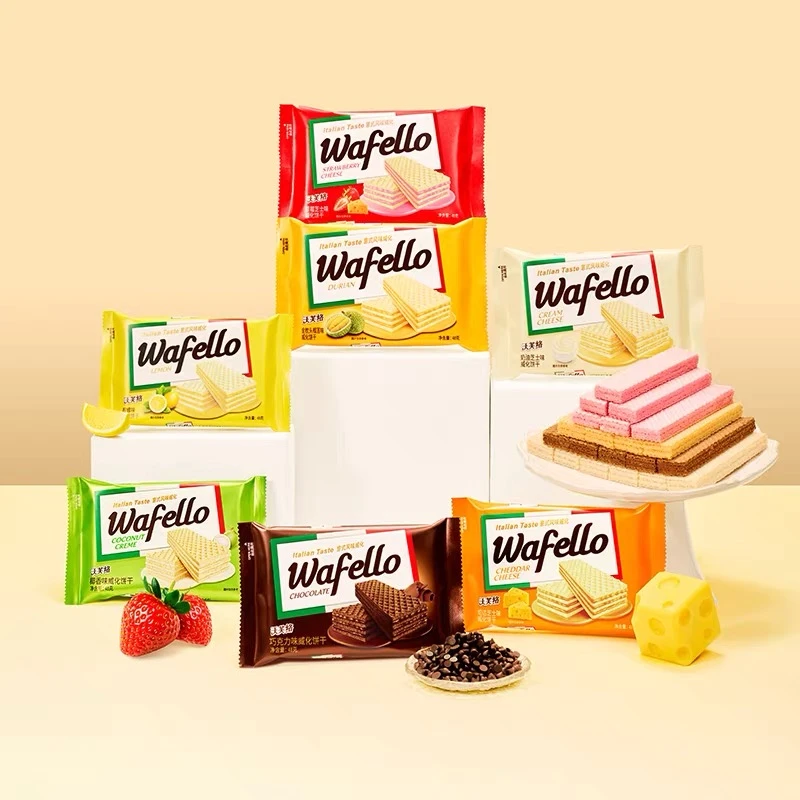 25年12月到期沃芙络进口威化饼干48g*15包奶油芝士味榴莲味