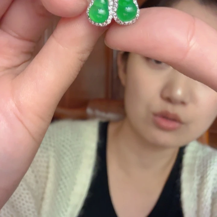 翡翠银S925镶嵌吊坠(不含链)耳饰