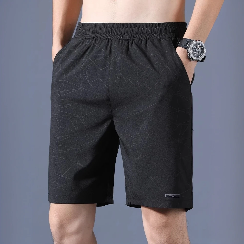 泰维肯戈夏季薄款冰丝暗纹短裤男士休闲速干宽松直筒五分裤男款