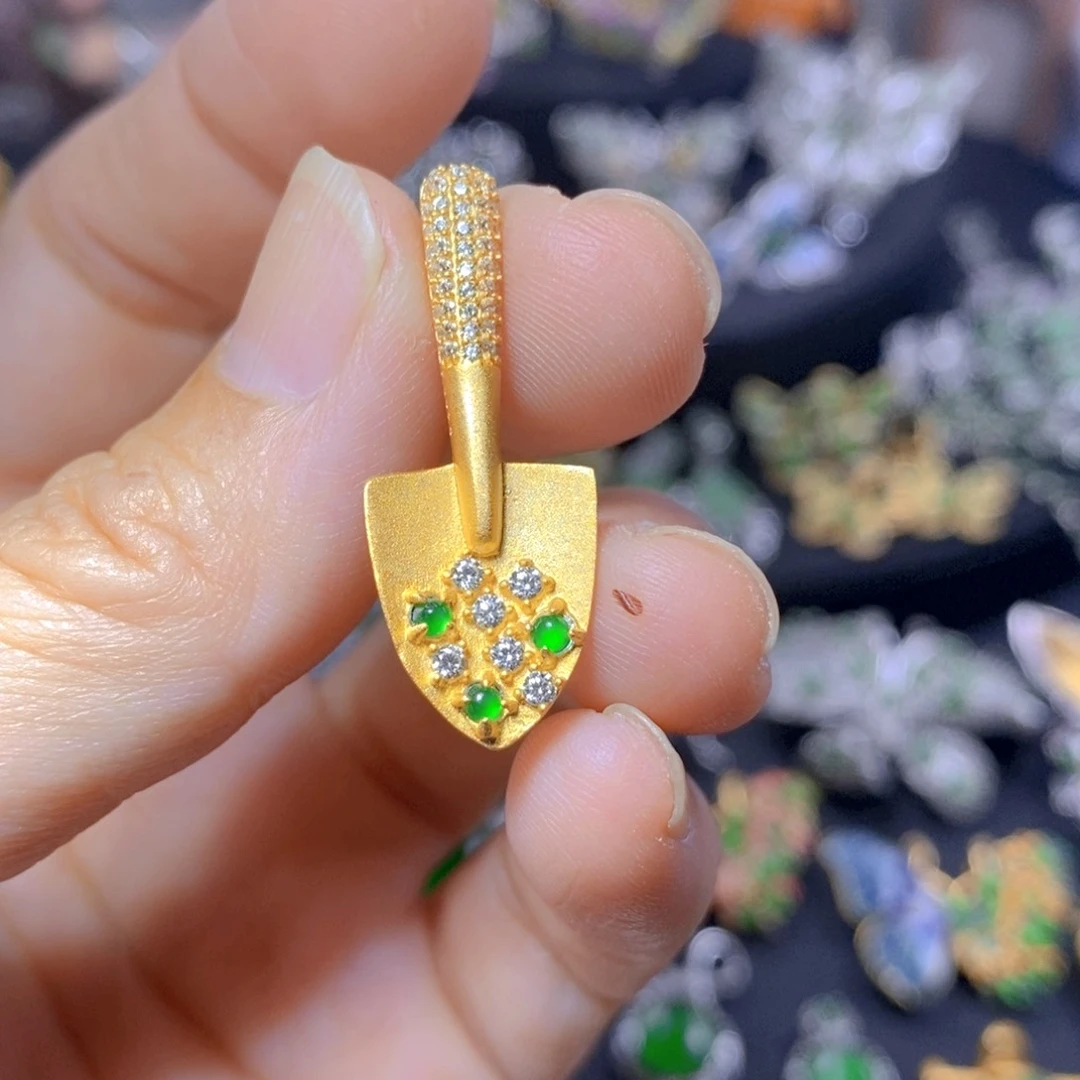 翡翠银S925镶嵌吊坠(不含链)天然翡翠