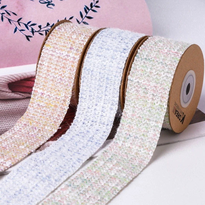 带葱毛绒拼色编织小香风织带diy蝴蝶结发饰材料包服饰衣领丝带