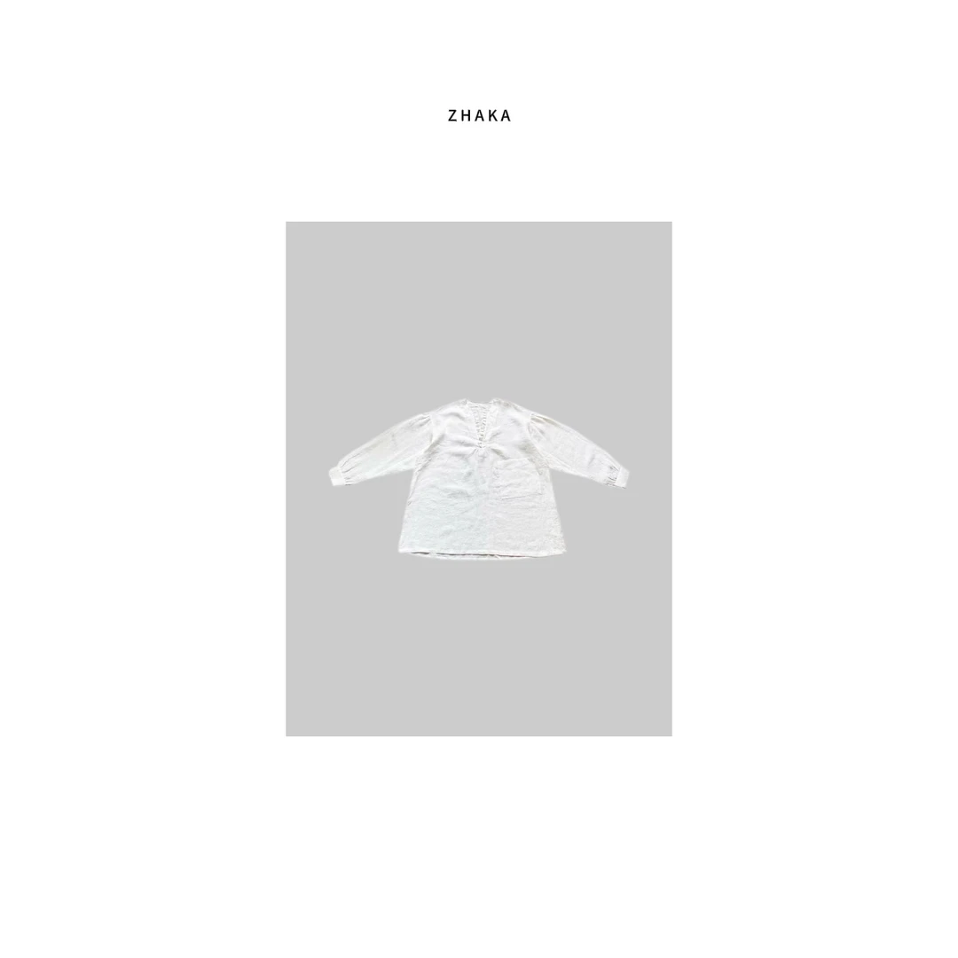 ZHAKA/荷叶边套头100亚麻衬衫zk799