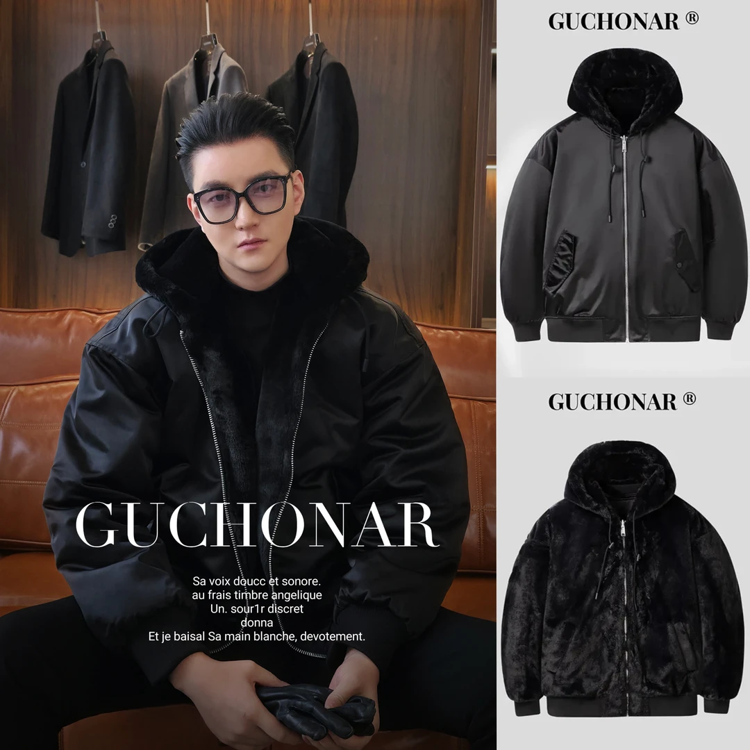 思鹏KIM男士秋冬双面双穿加绒三防连帽保暖休闲加厚潮流夹克