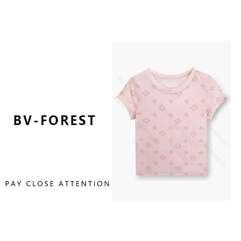 BV-FOREST“小花”夏季新款修身百搭减龄显瘦潮流短袖T恤BV-T0414