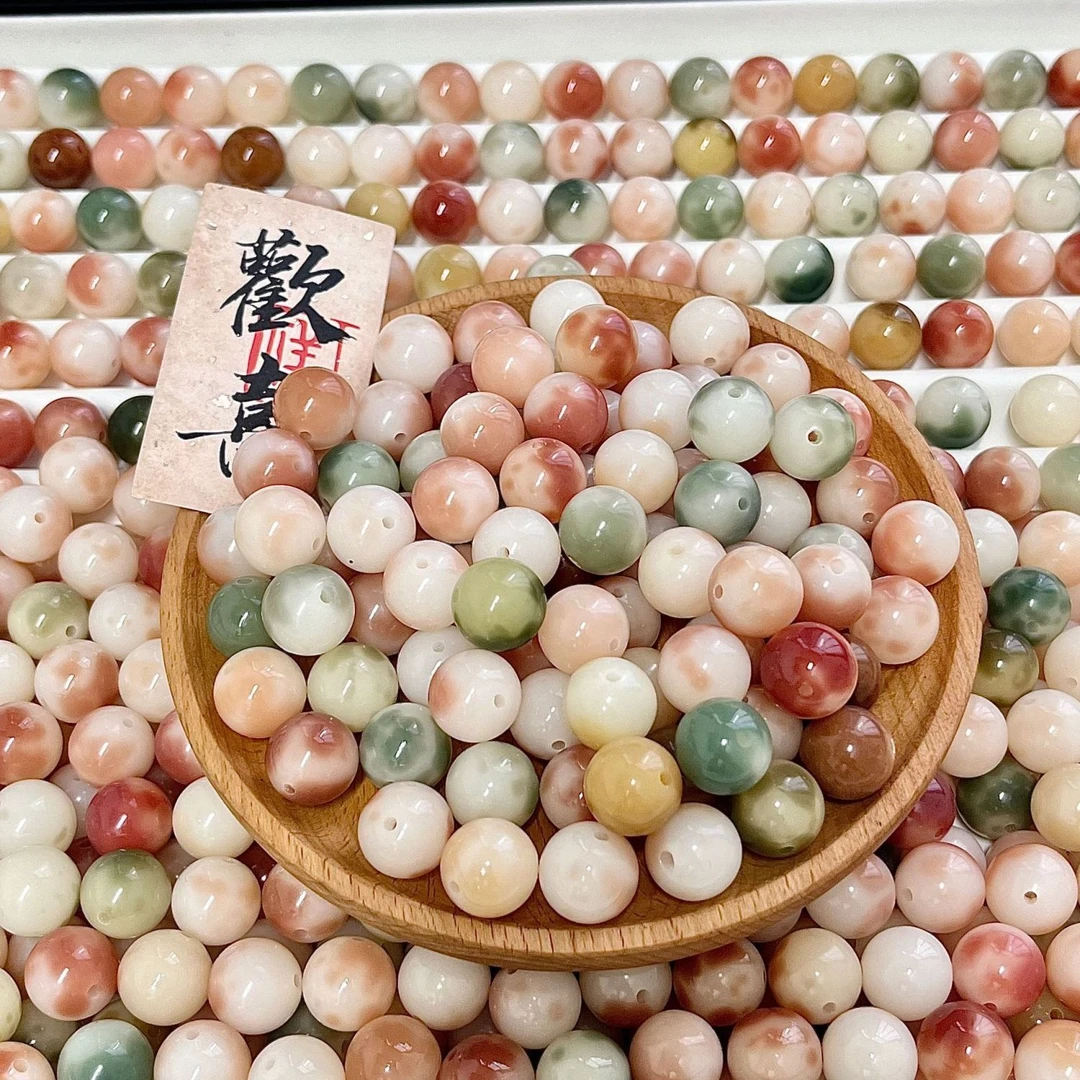 天然花皮菩提手串散珠子diy佛珠念珠文玩菩提子手工DIY饰品配件