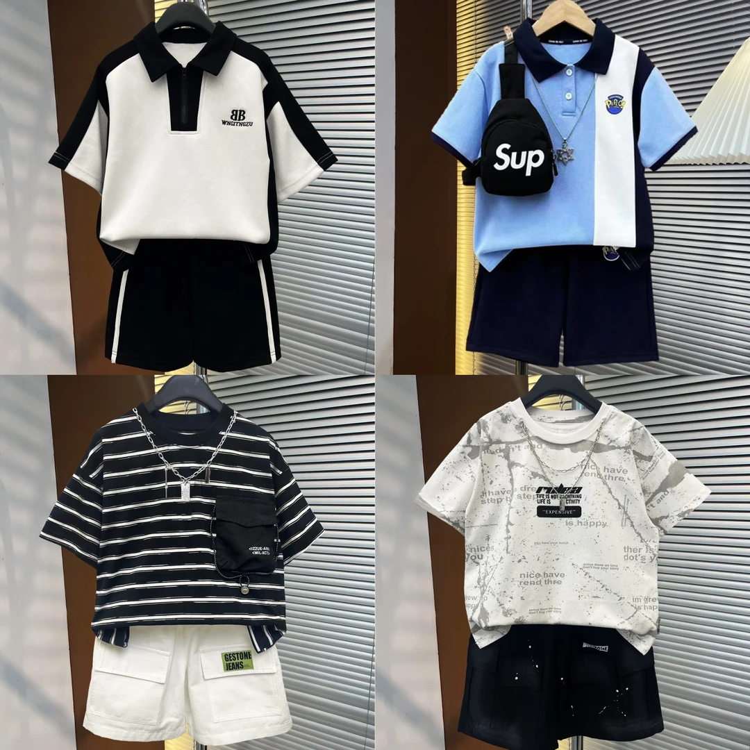 【到手4套8件】男女童夏季2025新款POLO衫组合套装韩版夏款两件套