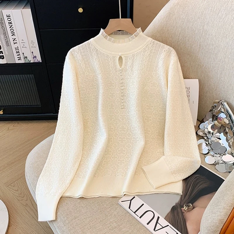 【倩倩专属】2025新款时尚百搭气质蕾丝镂空提花针织衫S730#