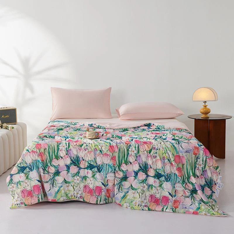 凉感丝透气印花机洗双层冷感夏被A类dj