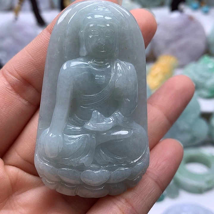 翡翠未镶嵌颈饰阿尼陀佛福利卡厚11洒黄翡福利