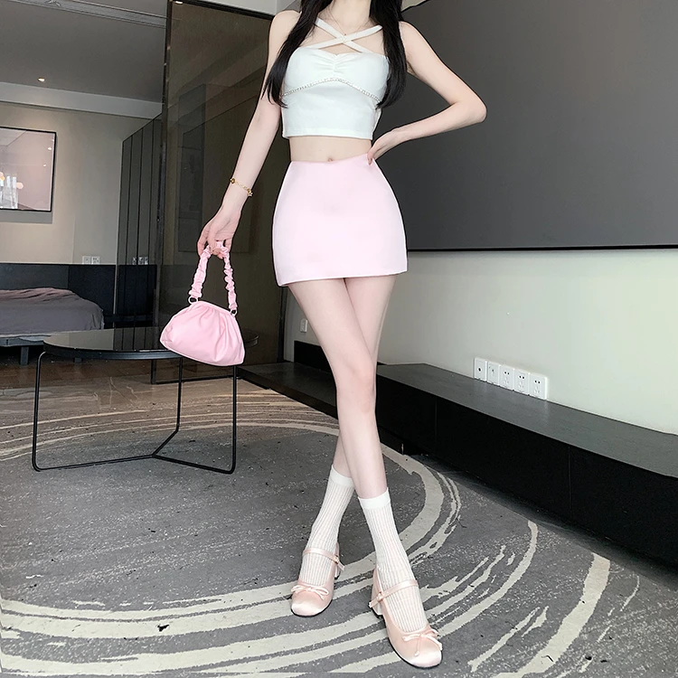 小个子短裙2025新款秋季高腰显瘦粉色气质半身裙女纯欲包臀A字裙