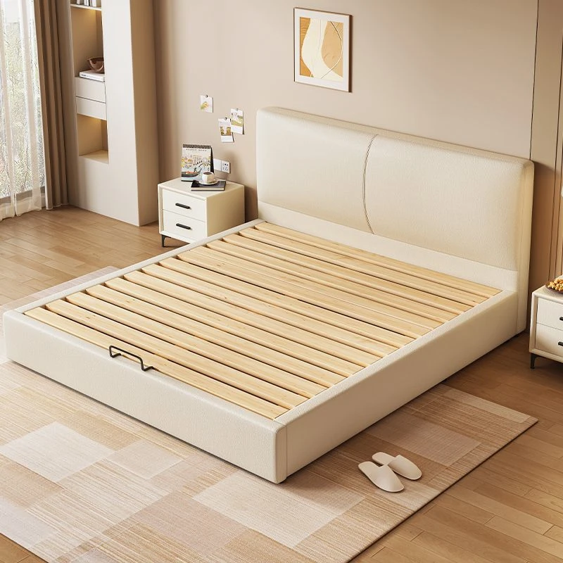 超薄床头床抽屉收纳现代气压高箱储物床卧室小户型多功能皮艺定制