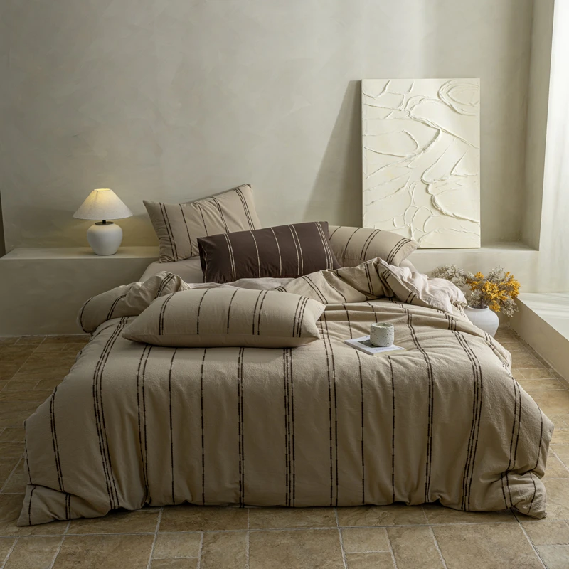 【超级红】燕麦 全棉水洗棉提花四件套-朴调日记系列