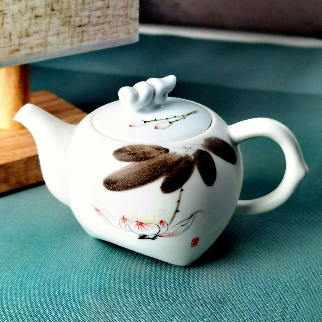 手绘荷花单壶015