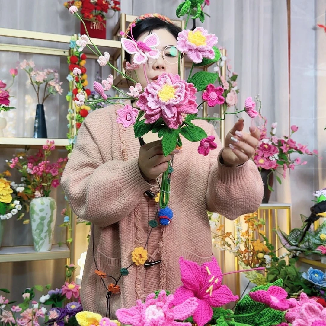 纯手工钩织手工钩织设计花束