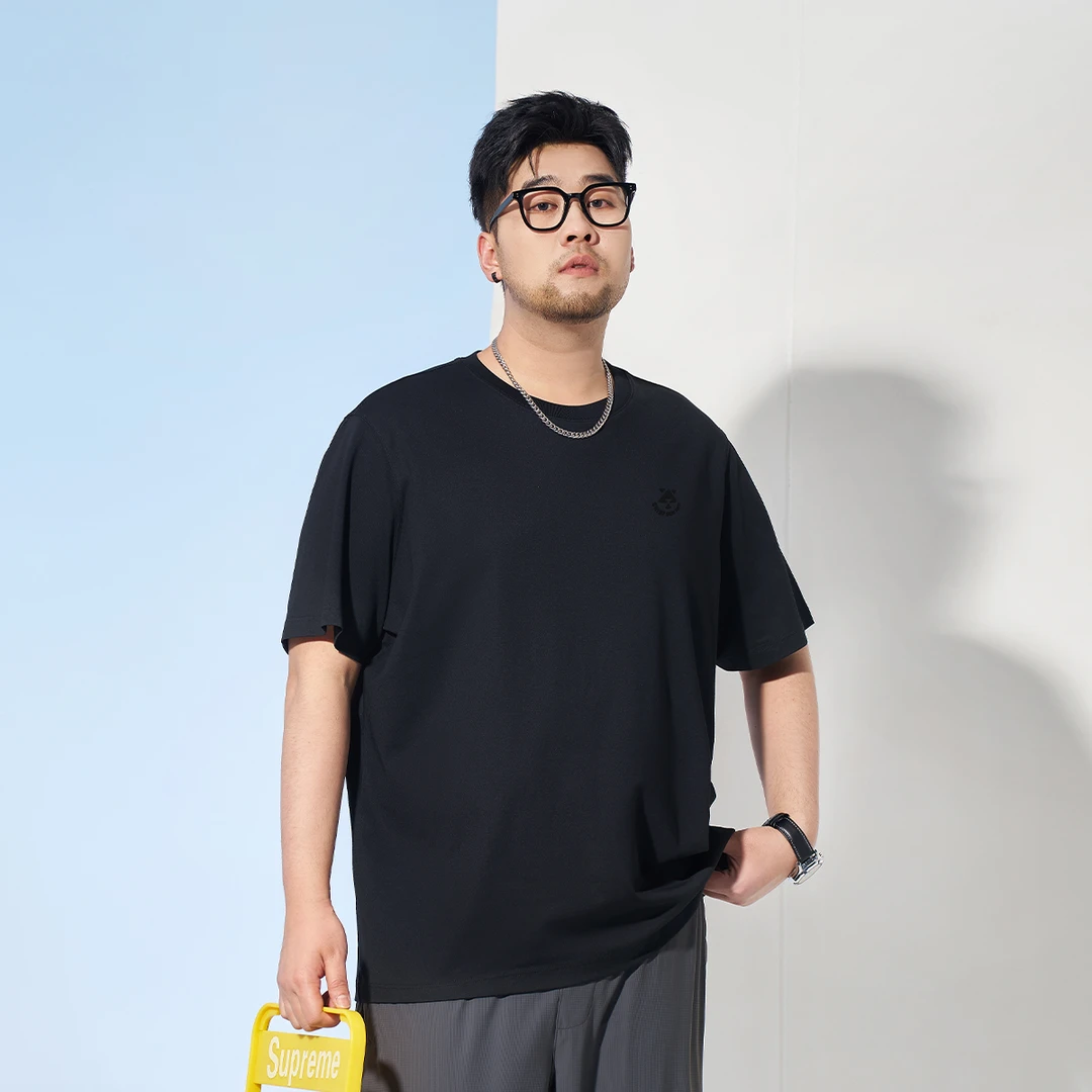 【防污耐脏透气】森老板大码男装高品质全棉夏季黑科技休闲短袖T恤