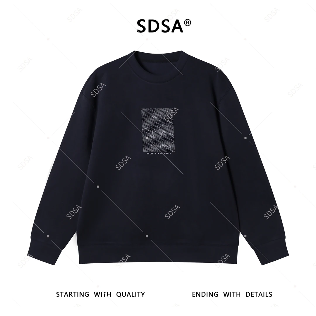 SDSA男士2025新款轻奢痞帅男装压胶印花字母圆领卫衣慵懒风百搭