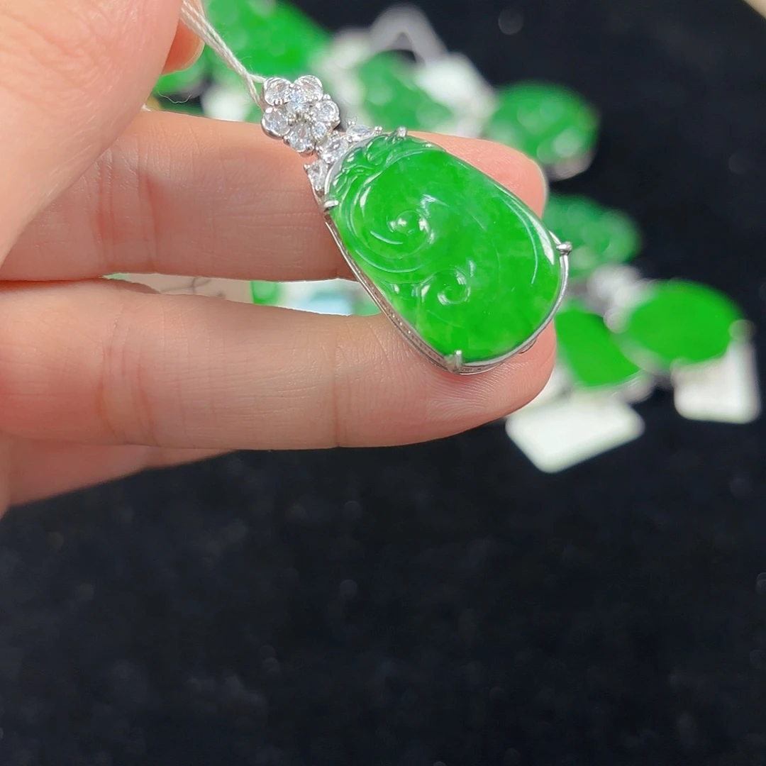 翡翠银S925镶嵌吊坠(不含链)