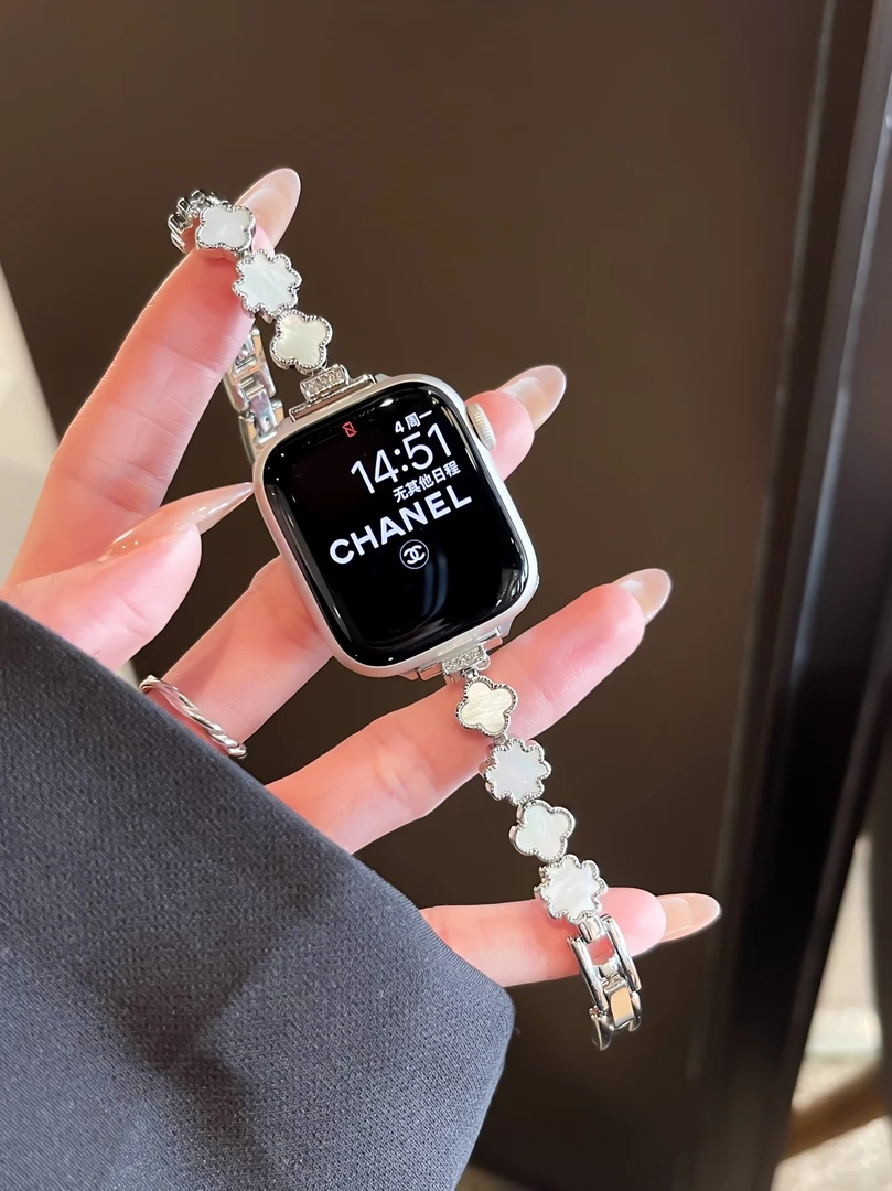 适用iwatchS119代四叶草贝母小蛮腰表带小米910pro华为vivogt表带