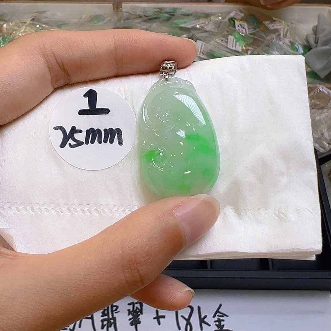 翡翠18K金镶嵌吊坠(不含链)翡翠