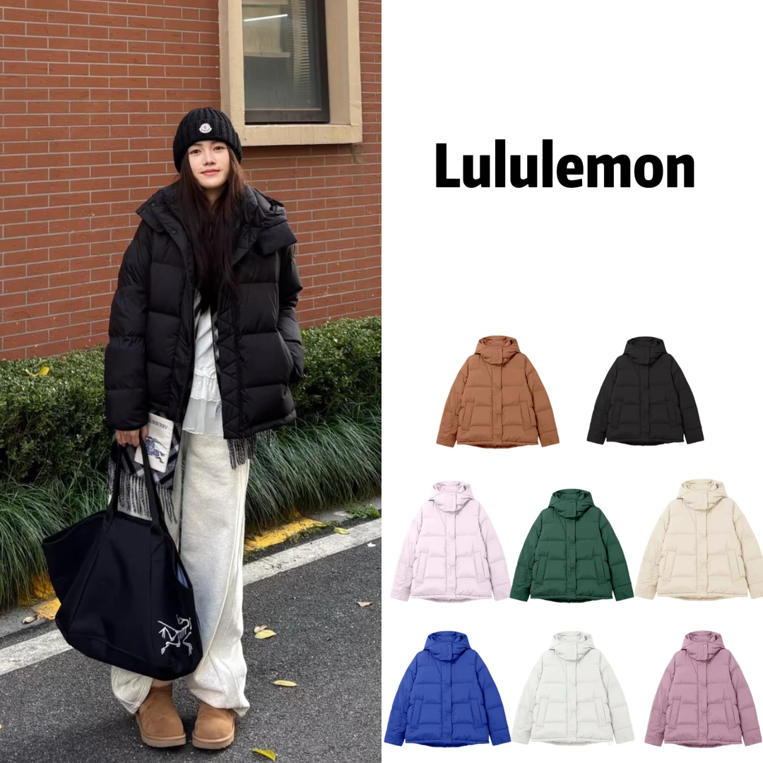 LULULEMON/露露乐蒙 WunderPuff系列 五格纯色徽标防风连帽羽绒服