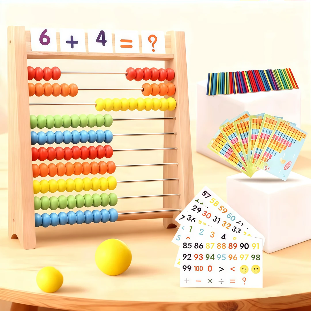 【启蒙益智早教】木质多功能学习十档计算架 幼小儿童数学运算教具