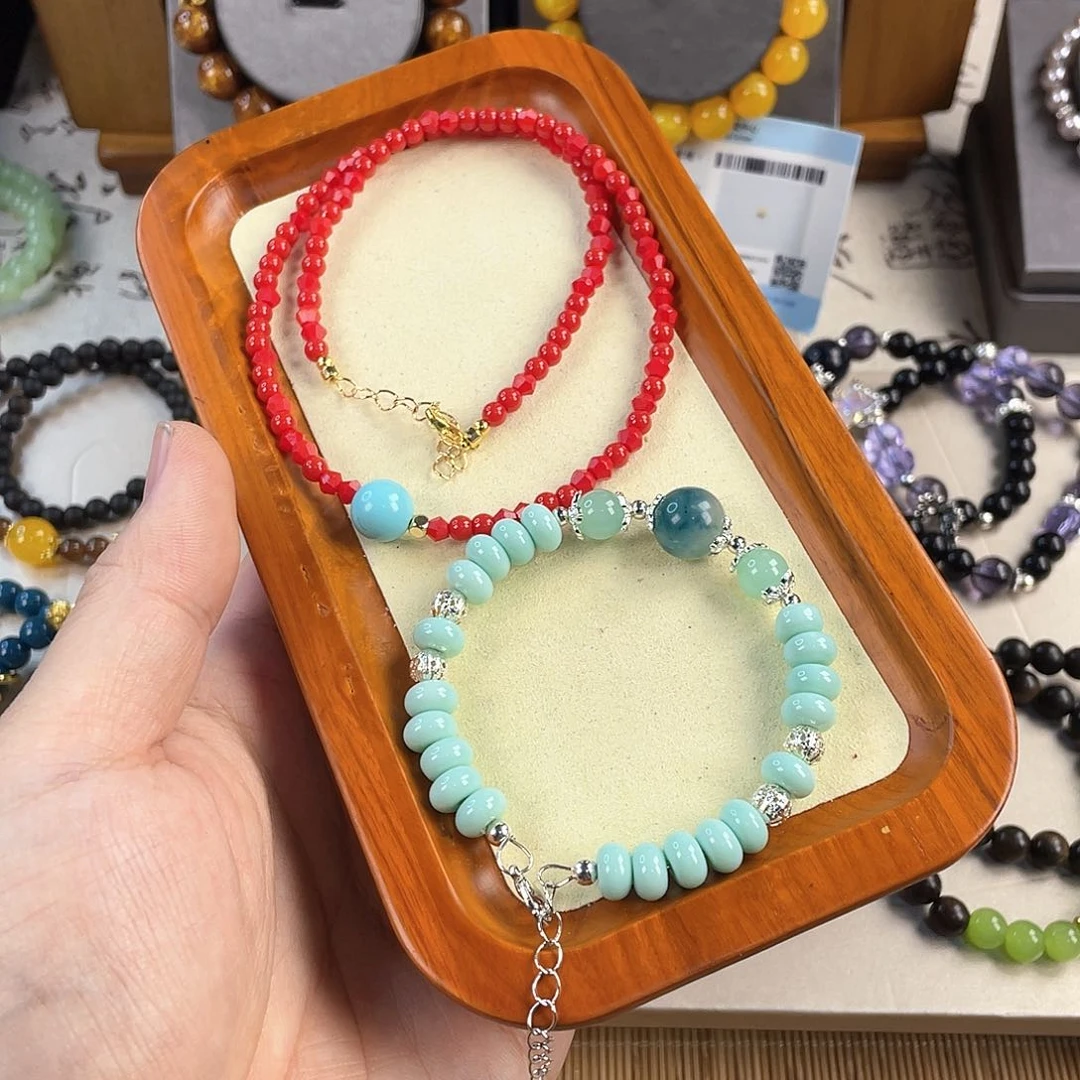 绿松石手饰银S925镀金镶嵌