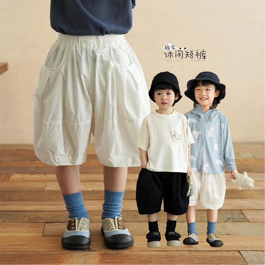 砚台家男童棉布休闲裤2025夏季新款男宝宝宽松七分裤儿童薄款裤子