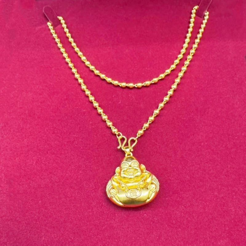 合金吊坠 爆款K0026黄色时尚百搭轻奢大气合金佛公吊坠赠合金链子