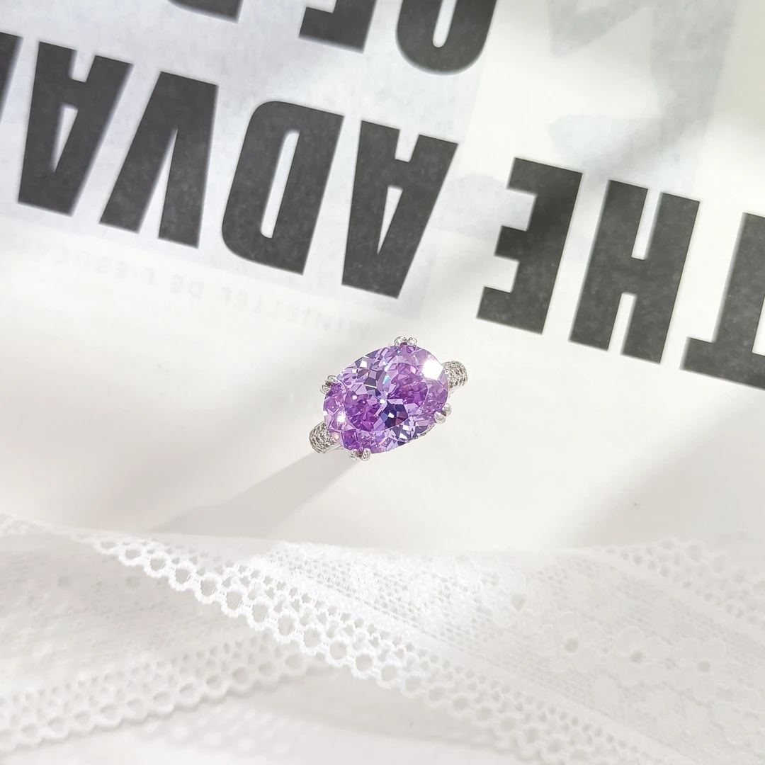 铜合金合成锆石戒指 WFXLM-000558 【紫瑞】 戒指轻奢精致欧美