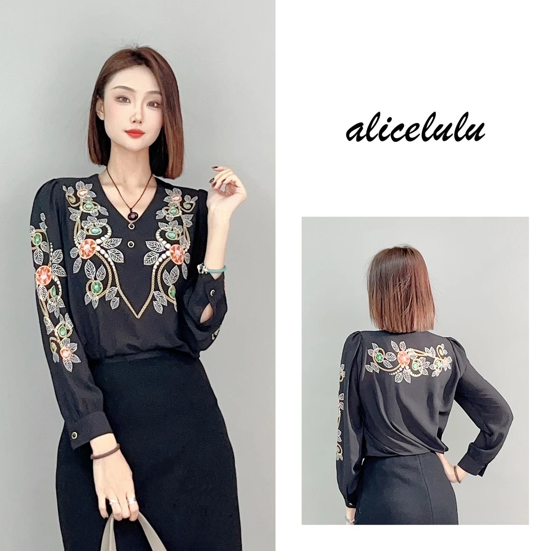 1 [alicelulu] “宝珠情结”衬衫 轻盈飘逸 优雅印花 S2141100Q